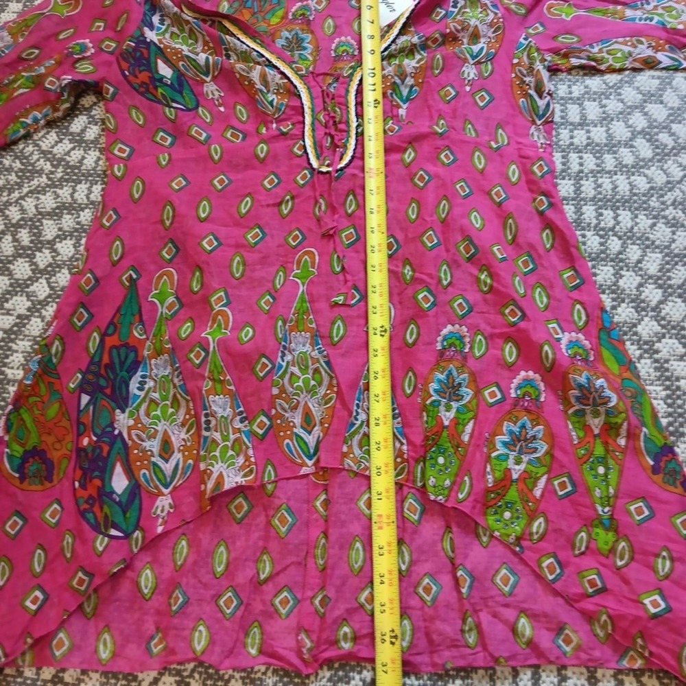 Jessica Taylor Dress Cover Up Womens 2X Pink Pointed Hem Flowy‎ Boho Deep V NEW - Picture 9 of 11